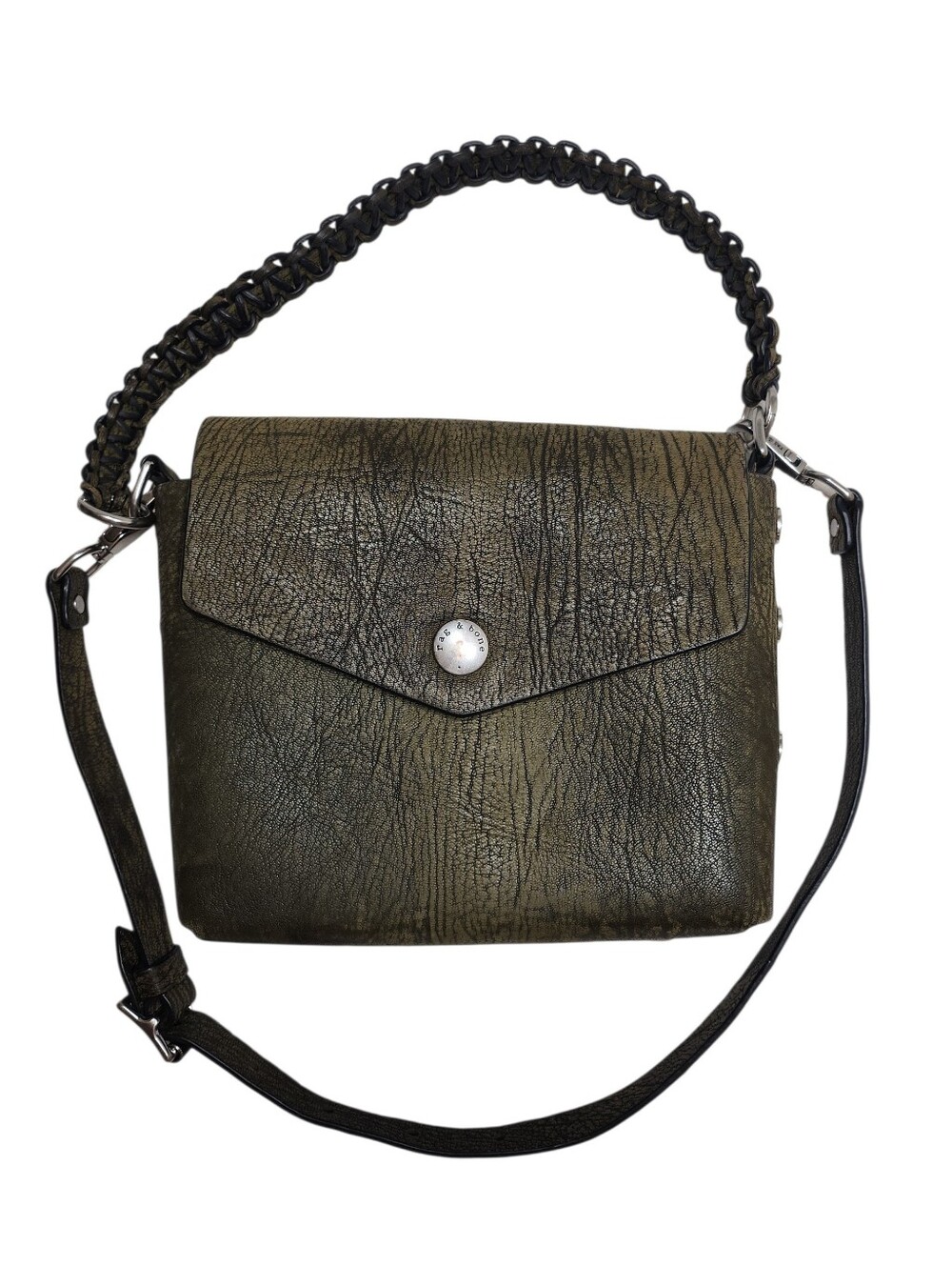 Rag & Bone Atlas shoulder bag in a military green textured leather - Picture 4 of 16
